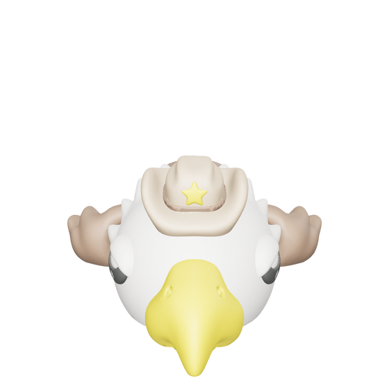 Deputi-Fume - Eagle - The law of the skies. Deputi-Fume keeps order with a glare sharp enough to slice clouds. His sheriff's hat isn't just for show - he's the enforcer of Flexissimo fairness, swooping in when chaos gets too cheeky.