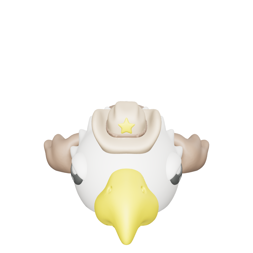 Deputi-Fume - Eagle - The law of the skies. Deputi-Fume keeps order with a glare sharp enough to slice clouds. His sheriff's hat isn't just for show - he's the enforcer of Flexissimo fairness, swooping in when chaos gets too cheeky.