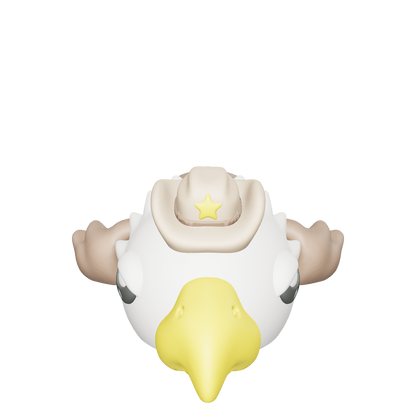 Deputi-Fume - Eagle - The law of the skies. Deputi-Fume keeps order with a glare sharp enough to slice clouds. His sheriff's hat isn't just for show - he's the enforcer of Flexissimo fairness, swooping in when chaos gets too cheeky.